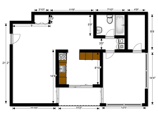 Ashley Apartments One Bedroom F Ashley Apartments One Bedroom F Floor Plan